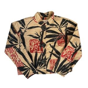 Vintage Painted Pony Asian-Inspired Tapestry Bamboo Print Jacket